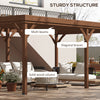 12' x 20' Outdoor Wooden Pergola, Grape Vine Gazebo with Concrete Anchors for Garden, Patio, Backyard, Deck, Brown