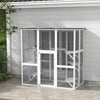 Outdoor Cat House Big Catio Wooden Feral Cat Shelter Enclosure w/ Large Spacious Interior, 6 High Ledges, Weather Protection Roof, 71" L, White