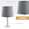 Crystallite Table Lamp Set of 2, Bedside Desk Lamp for Bedroom, Living Room with Fabric Lampshade, Gray