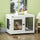 37" Dog Crate Furniture with Water-Resistant Cushion & Double Doors, Dog Cage End Table for Large Dogs, White