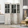 4-Panel Wood Room Divider with Chalkboard Panels, Rustic Folding Privacy Screens Room Divider, Partition Wall dividers for Rooms, Natural
