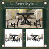 Retro 4-Piece Round Dining Table Set with Extendable Table and Upholstered Chairs, Wooden Table Legs, Espresso