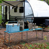 Aluminum Camping Table with Adjustable Legs, 8ft Folding Picnic Table for Travel, BBQ, Beach or Hiking, Blue & White