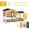 62" Wooden Mobile Rabbit Hutch with Wheels, Run Box, Slide-Out Tray & Ramp, Yellow
