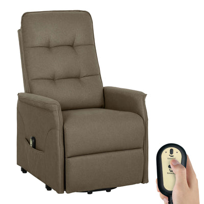 Power Lift Chair for Relaxed Living Adults, Fabric Recliner Sofa with Remote Control, Side Pockets, Quick Assembly – Coffee