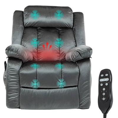 Power Lift Recliner Chair for Comfort-Oriented Individuals, Electric Lift Chair with Massage and Heat, Remote Control – Gray