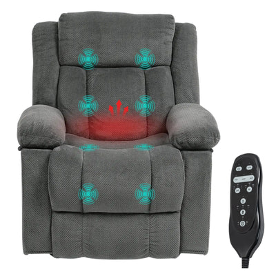 Power Lift Recliner Chair with Massage and Heat for Relaxed Living Adults, Electric Lift Chair with Side Pockets – Gray