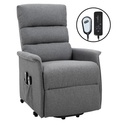 Power Lift Assist Recliner Chair for Comfort-Oriented Individuals, Linen Fabric, Remote Control, Electric Sofa – Gray