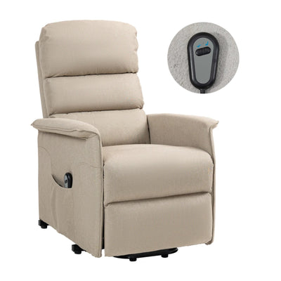 Power Lift Recliner Chair with Electric Lift for Relaxation-Loving Individuals, Remote Control, Comfort Design, Plush Seating – Beige