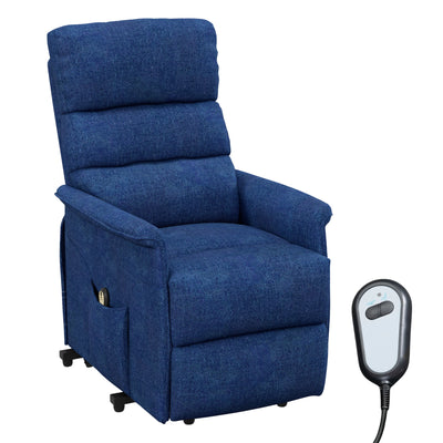 Power Lift Chair for Seniors, Electric Lift Recliner Chair with Remote Control, Side Pockets for Living Room, Dark Blue