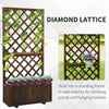 Wooden Raised Garden Bed Planting Planter Box with Trellis and Drain Holes for Climbing Vine Plants, Brown