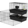 Small Animal Cage with Playpen, Multi-level Pet Habitat Indoor for Guinea Pigs Hedgehogs Bunnies with Water Bottle, Food Dish & Feeding Trough