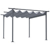 11.5' x 11.5' Retractable Patio Gazebo Pergola with UV Resistant Outdoor Canopy & Strong Steel Frame, Gray