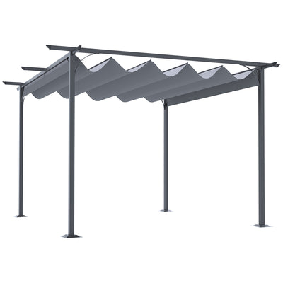 11.5' x 11.5' Retractable Patio Gazebo Pergola with UV Resistant Outdoor Canopy & Strong Steel Frame, Gray