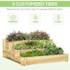 3 Tier Raised Garden Bed, Water Draining Fabric for Soil, Elevated Wood Flower Box for Vegetables, Herbs, Natural