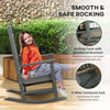 HDPE Porch Rocker Chair, Outdoor Rocking Chair with High Back, Arms, Slatted Design, for Indoor and Outdoor, Dark Gray