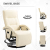 PU Recliner with Footrest, Lounge Chair with 135° Adjustable Backrest, Swivel Wood Base, Padded Seat & Armrests for Living Room, Beige