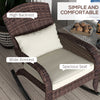 Adirondack Chair, Outdoor Wicker Rocking Chair with High Back, Seat Cushion and Pillow for Porch, Balcony, Cream White