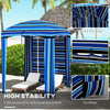 5.8' x 5.8' Cabana Umbrella with Single-top, Vented Windows, Ruffles, Carry Bag, Outdoor Umbrella, Blue Strip