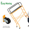 4-Step Steel Scaffold Organizer Platform, Anti-Skid Mobile Scaffolding Ladder with 2 Wheels, Free Moving for Indoor/Outdoor Decoration