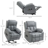 Electric Recliner Chair, Lift Chair for Elderly with Vibration Massage, Remote Control and Side Pockets, Gray