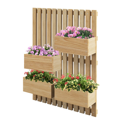 Wood Planter Box with Trellis, for Climbing Plants, Wall-Mounted Outdoor Raised Garden Bed with Adjustable Height