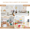 4-Piece Kids Table Set with 2 Wooden Chairs, 1 Storage Bench, and Interesting Modern Design, Natural/White