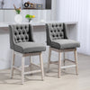 Swivel Bar Stools Set of 2, 27" Counter Height Stools with Linen Upholstery and Button Tufted Design for Kitchen