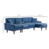 L Shape Sofa, Modern Sectional Couch with Reversible Chaise Lounge, Pillows and Wooden Legs for Living Room, Blue