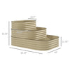 3-Tier Raised Garden Bed with Safety Edging, Open Bottom for Vegetables, Fruit, Herbs, Flowers, 62.25"x43"x32.25", Cream