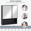 Wall-Mounted Medicine Cabinet, Bathroom Mirror Cabinet with Double Doors and Storage Shelves, Black