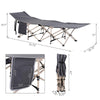 Folding Camping Cots for Adults with Carry Bags, Side Pockets, Outdoor Portable Sleeping Bed for Travel Camp Vocation, Grey