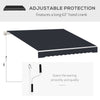 8' x 7' Patio Retractable Awning, Manual Exterior Sun Shade Deck Window Cover, Black