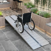10' Foldable Handicap Ramp for Home, Steps, Doorways, Aluminum Portable Wheelchair Ramp, Textured Threshold Ramp, Silver