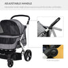 Pet Stroller Foldable Dog Cat Travel Carriage with Adjustable Handlebar PVC Wheel Brake Storage Bag Mesh Window Safety Leash Aluminum Grey