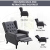 Fabric Reclining Sofa, Tufted Back Arm Chair, Adjustable Club Chair Padded Living Room Lounge, Vintage Linen, Dark Gray