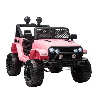12V Kids Ride On Car, Electric Battery Powered Off-Road Truck Toy Wheels with Remote Control, MP3 Music & Adjustable Speed, Pink