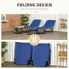 Folding Chaise Lounge Pool Chairs, Set of 2 Outdoor Sun Tanning Chairs, 5-Position Reclining Back, Steel Frame & Oxford Fabric, Blue