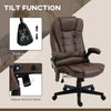 6 Point Vibrating Heated Massage Office Chair, Linen High Back Office Desk Chair, Reclining Backrest, Padded Armrests & Remote, Coffee