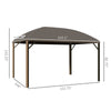 10' x 14' Hardtop Gazebo with Curtains, Netting, Pavilion with Steel Roof Ceiling Hook for Garden Patio, Brown