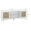 TV Stand Cabinet for 65-Inch, TV Table with 2 Rattan Doors, Television Stand with Adjustable Shelves and Cable Holes