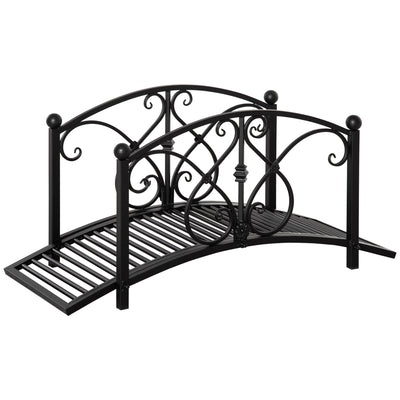 Garden Bridge 3.3FT, Decorative Classic Backyard Pond Bridge with Safety Railings Black