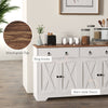 Sideboard Buffet with 2 Drawers, 4 Barn Doors and 2 Adjustable Shelves, Kitchen Buffet Cabinet for Living Room, White