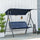 3-Person Porch Swing Bench with Stand & Adjustable Canopy, Armrests, Steel Frame for Outdoor, Garden, Patio, Porch & Poolside, Dark Blue