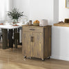 Kitchen Island Cart Rolling Trolley Cart with Drawer, Storage Cabinet & Towel Rack, Rustic Brown