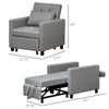 Convertible Chair Bed, Sofa Bed Multi-Functional Sleeper Ottoman Recliner with Adjustable Angle Backrest and Pillow for Dorm, Gray