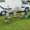 4 Piece Folding Patio Camping Chair Set, Sports Chairs for Adults with Armrests, Mesh Fabric Seat for Lawn, Brown