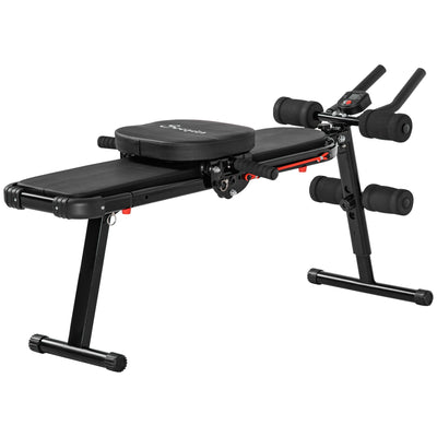 Multi-Workout Ab Machine Foldable Ab Workout Equipment Sit Up Bench Side Shaper Abdominal Cruncher with Resistance Bands & LCD Display