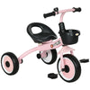 Kids Tricycle for Toddlers Age 2-5 with Adjustable Seat, Toddler Bike for Children with Basket, Bell, Handlebar Grips, Pink