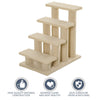 25" 4-Step Pet Stairs, Multi-Level Durable Wear-Resistant Particle Board Carpeted Ladder Ramp, Cat Dog Scratching Post, Cat Tree Climber, Beige